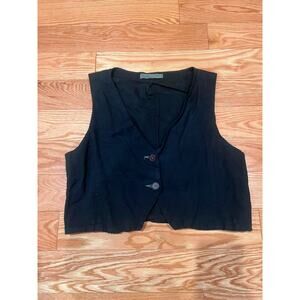 Oak + Fort Linen/Cotton Blend Cropped Vest Small - Part of a set sold separately